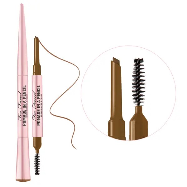 TOO FACED POMADE IN A PENCIL BROW SHAPER & FILLER “MEDIUM BROWN”