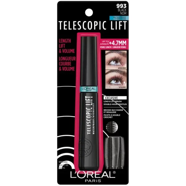 LOREAL TELESCOPIC LIFT WATERPROOF MASCARA 993 BLACK NOIR