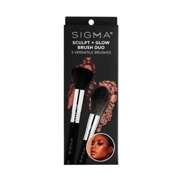 SIGMA BEAUTY Sculpt + Glow – 2 unidades Dúo de brochas de maquillaje F05 small contour y F37 Spotlight Duster